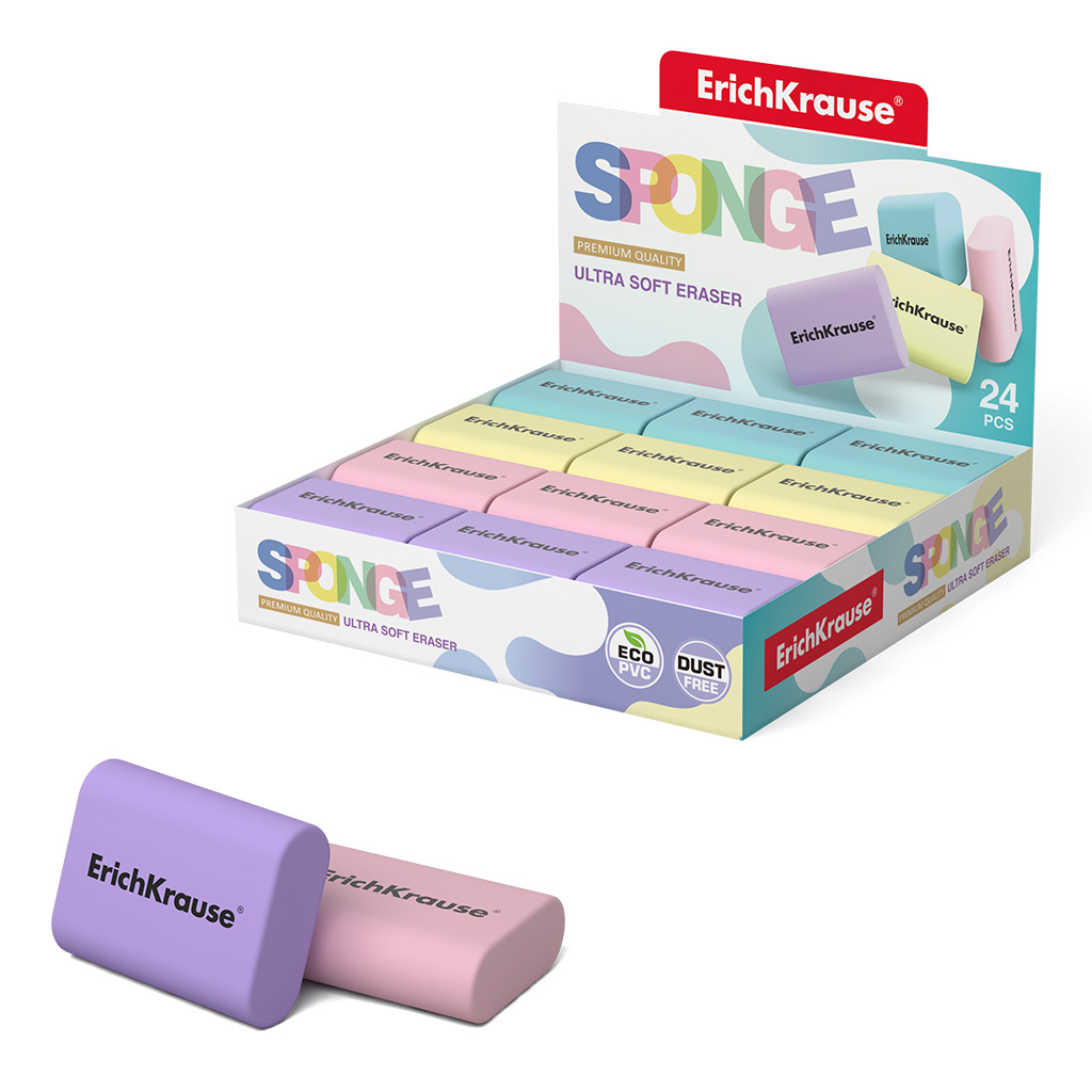 Erichkrause Sponge Goma de Borrar - Borrador Super Suave - Forma Ergonomica - Hipoalergenico Eco-Pvc