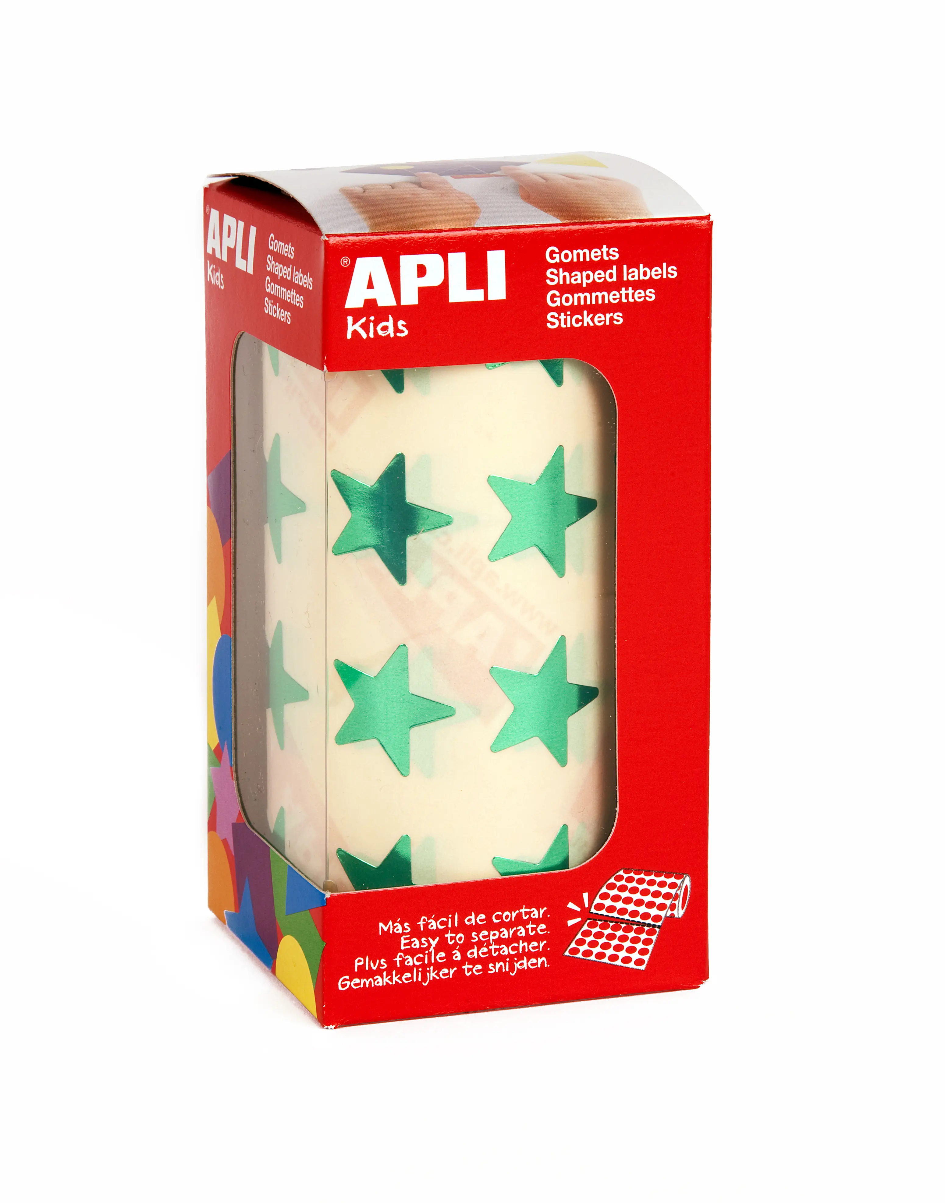 Apli Gomets Estrella Verde Metalizado - Tama�o 19.5mm - 1416 Gomets por Rollo - Adhesivo Permanente 