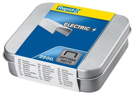 Rapid Optima HD70 Caja de 2500 Grapas HD70 - Hasta 70 Hojas - Acero de Alta Calidad