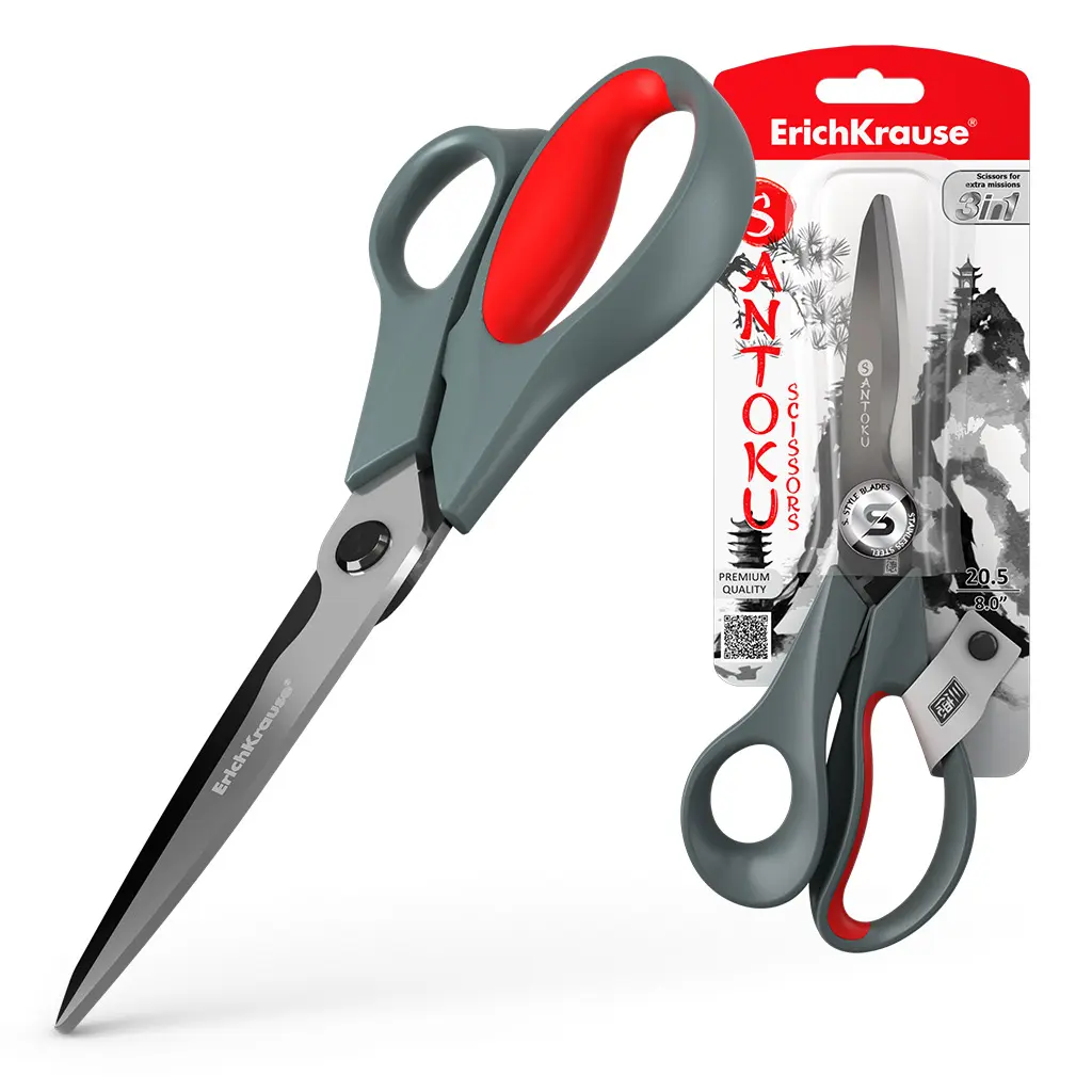 Erichkrause Tijeras Santoku 205cm - Multifuncional 3 en 1 - Corta Papel y Carton - Cortaalambres Esp