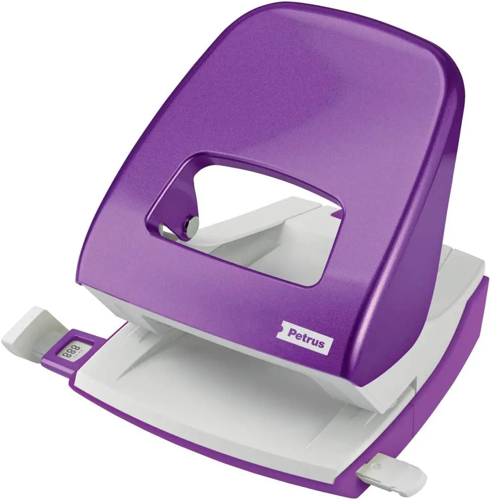 Petrus 62 Taladro Perforador - Hasta 30 Hojas - Marcas de Formato - Punzones 5.5mm - Color Violeta M