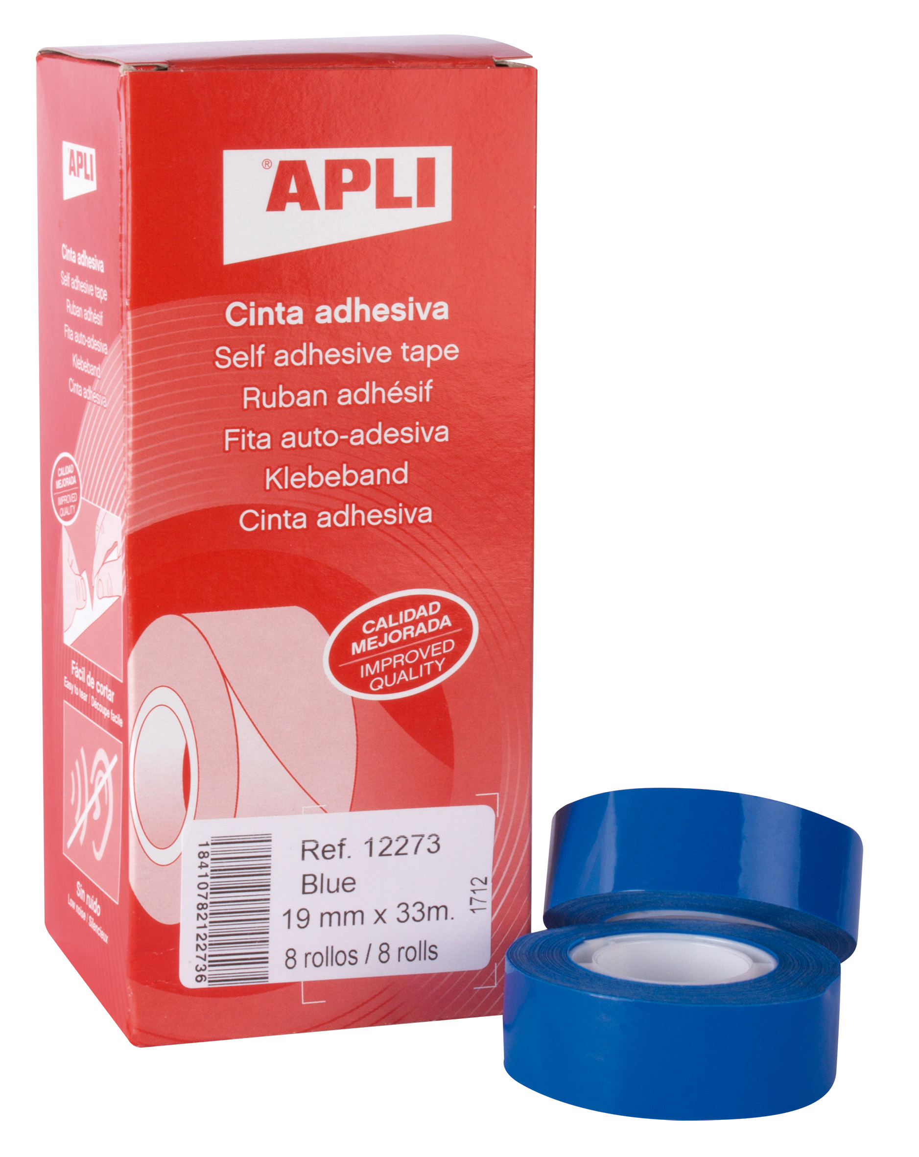 Apli Cinta Adhesiva Azul 19mm x 33m - Resistente al Agua y a la Intemperie - Facil de Cortar con las