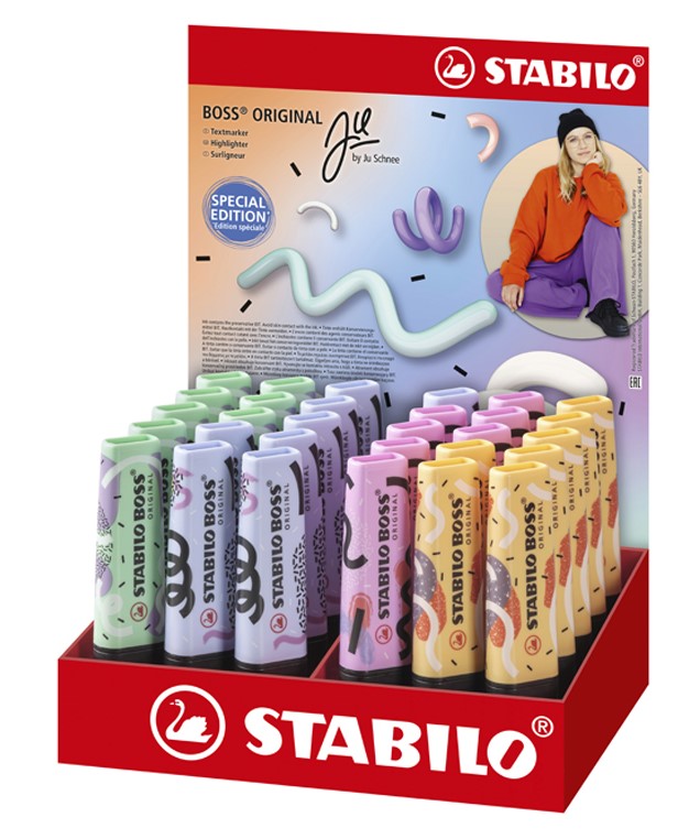 Stabilo Boss 70 Pastel by Ju Schnee Expositor de 30 Rotuladores Marcadores Fluorescentes - Trazo ent