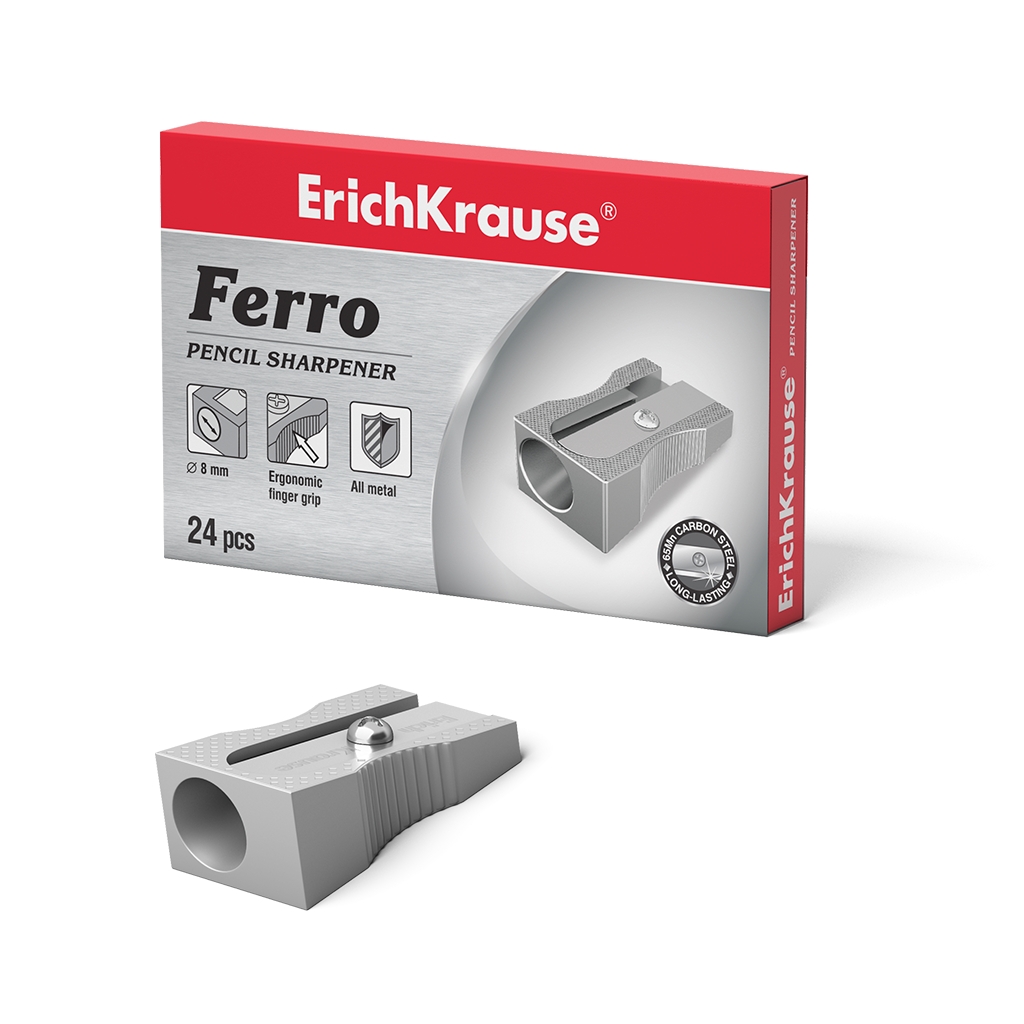 Erichkrause Ferro - Sacapuntas de Aluminio con Agarre Ergonomico - Orificio de 8mm - Cuchilla de Ace