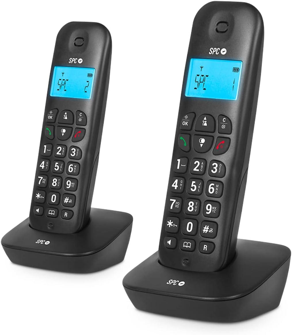 SPC Air Pro Duo Telefono Inalambrico - Pantalla Retroiluminada de 35x22mm - Identificacion de Llamad