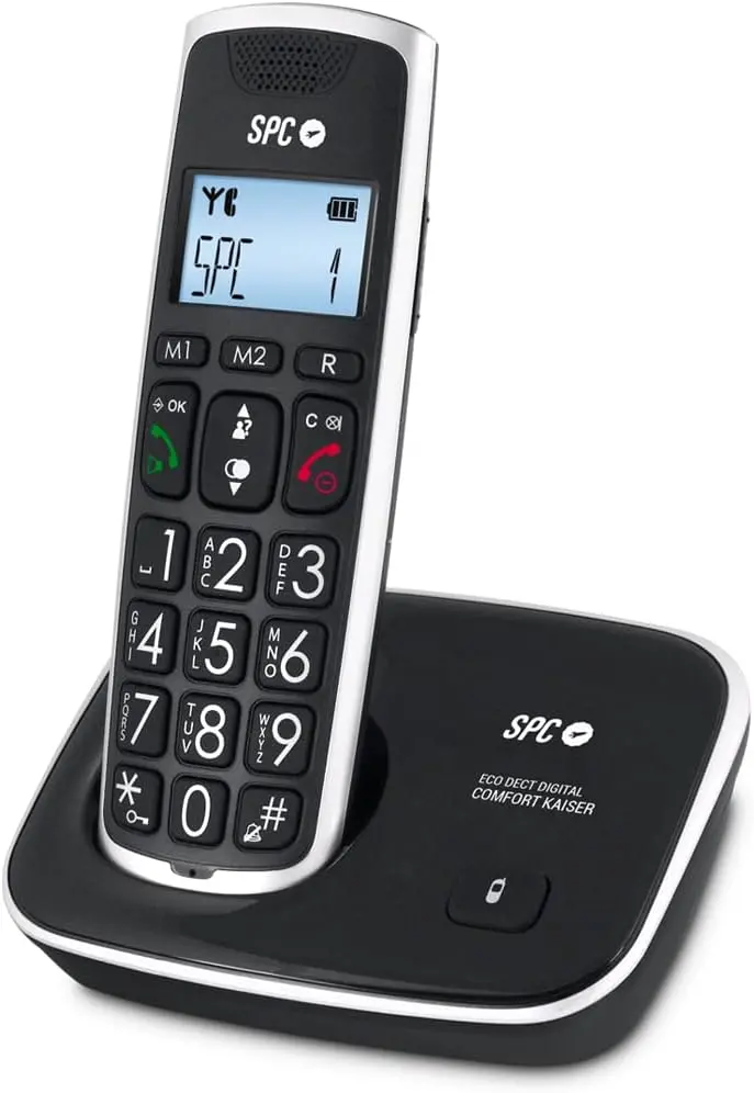 SPC Telefono Fijo Inalambrico para Mayores - Teclas y Numeros Extragrandes - Volumen de Auricular Am