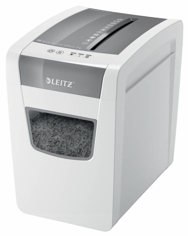 Leitz IQ Destructora de Papel Slim Home Office P4 - Silenciosa y Estilizada - 10 Hojas - Papelera 23