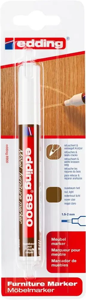 Edding 8900 Rotulador Permanente para Muebles - Punta Redonda 1.5-2mm - Resistente a la Luz - Secado