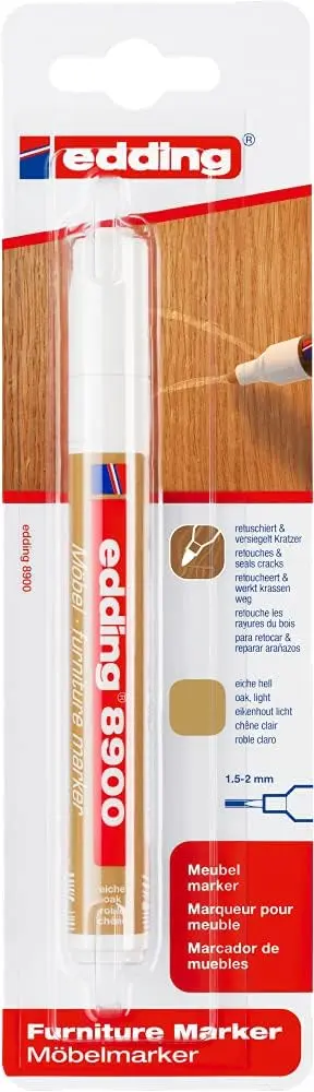 Edding 8900 Rotulador Permanente para Muebles - Punta Redonda 1.5-2mm - Resistente a la Luz - Secado