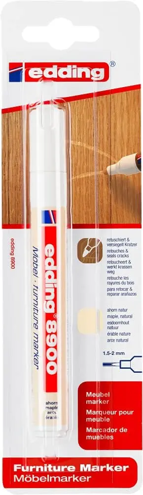 Edding 8900 Rotulador Permanente para Muebles - Punta Redonda 1.5-2mm - Resistente a la Luz - Secado