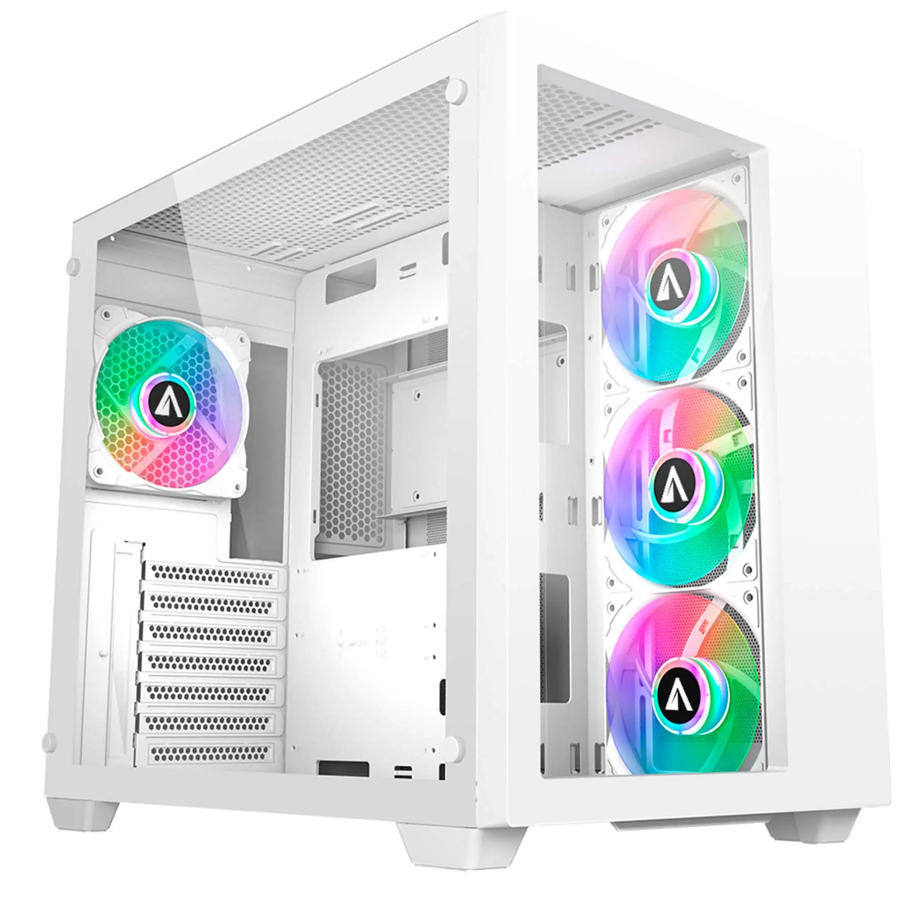 Abysm Danube Sava 285 BX203 White ARGB Caja Torre ATX, ITX, Micro ATX - Lateral y Frontal Cristal Te