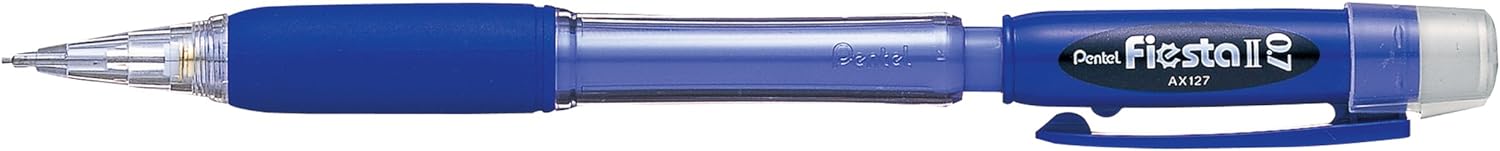 Pentel Fiesta II Portaminas HB 0.7mm con Goma - Incluye 2 Recargas - Grip de Goma - Dise�o Ergonomic