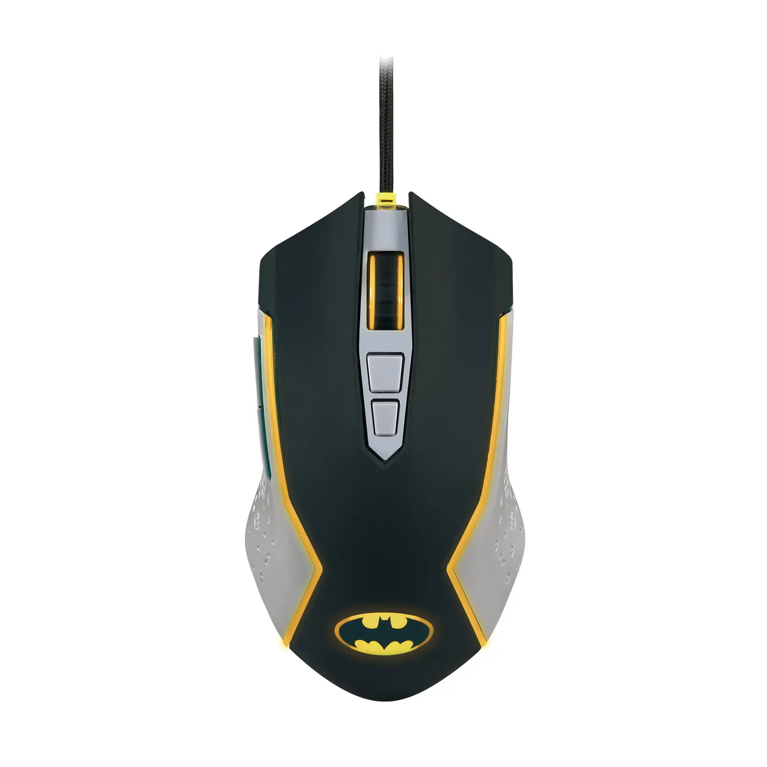 FR-TEC Batman Raton USB hasta 8000dpi - Iluminacion LED Amarillo - Plug and Play - Cable Trenzado de