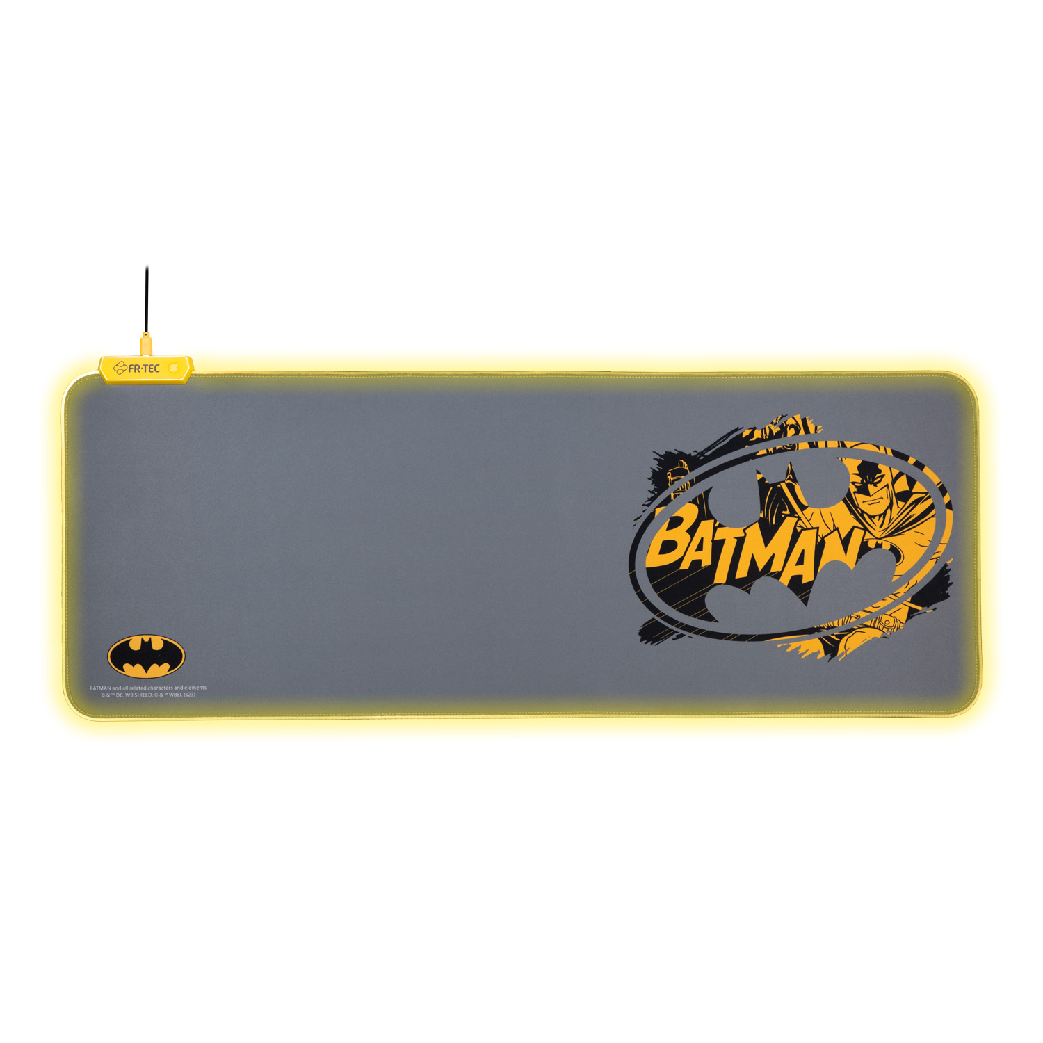 FR-TEC Batman Alfombrilla para Teclado y Raton XL - Luz LED en Bordes - Dise�o Antideslizante - Dife