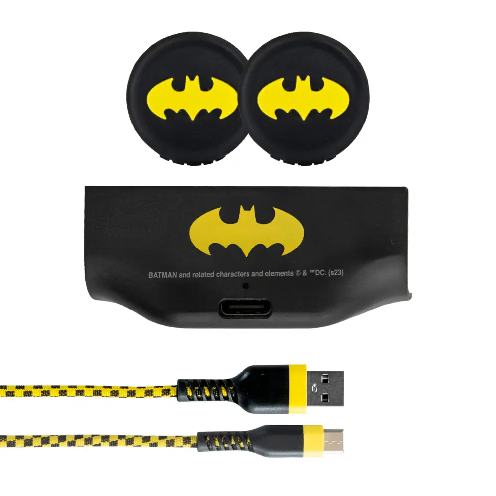 FR-TEC Pack Carga y Juega Batman Xbox Series X/S - Grips con Logo Batman - Cable USB-C 3m Resistente