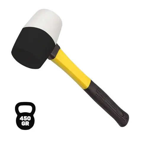 Blim Mazo para Trabajos Delicados - Peso 450 G - Cabeza de Caucho - Mango de Fibra - Color Blanco y 