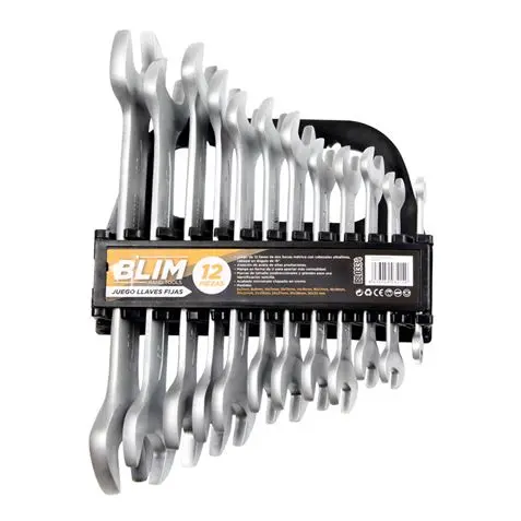 Blim Juego de 12 Llaves de Dos Bocas Metrica - Cabezales Ultrafinos - Cabezal en Angulo de 15� - Ale