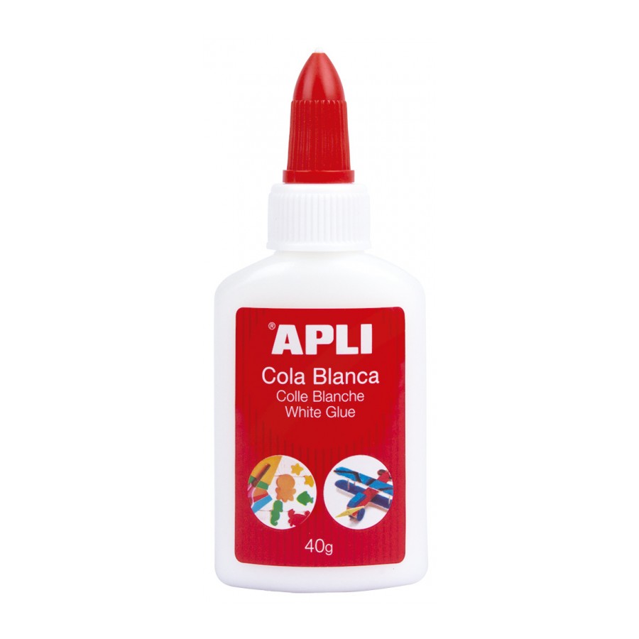 Apli Cola Blanca Liquida 40g - Aplicador de Punta - Libre de Solventes y No Toxica - Apto para uso E
