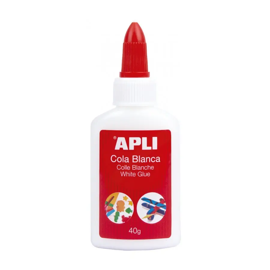 Apli Cola Blanca Liquida 40g - Aplicador de Punta - Libre de Solventes y No Toxica - Apto para uso E