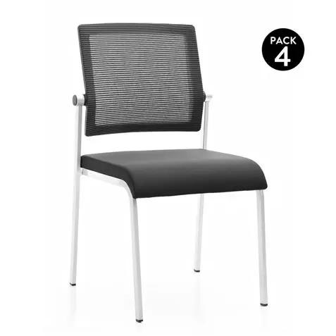 Cromad Design Pack de 4 Sillas - Asiento de Espuma - Respaldo de Malla - Ideal para uso Comercial - 