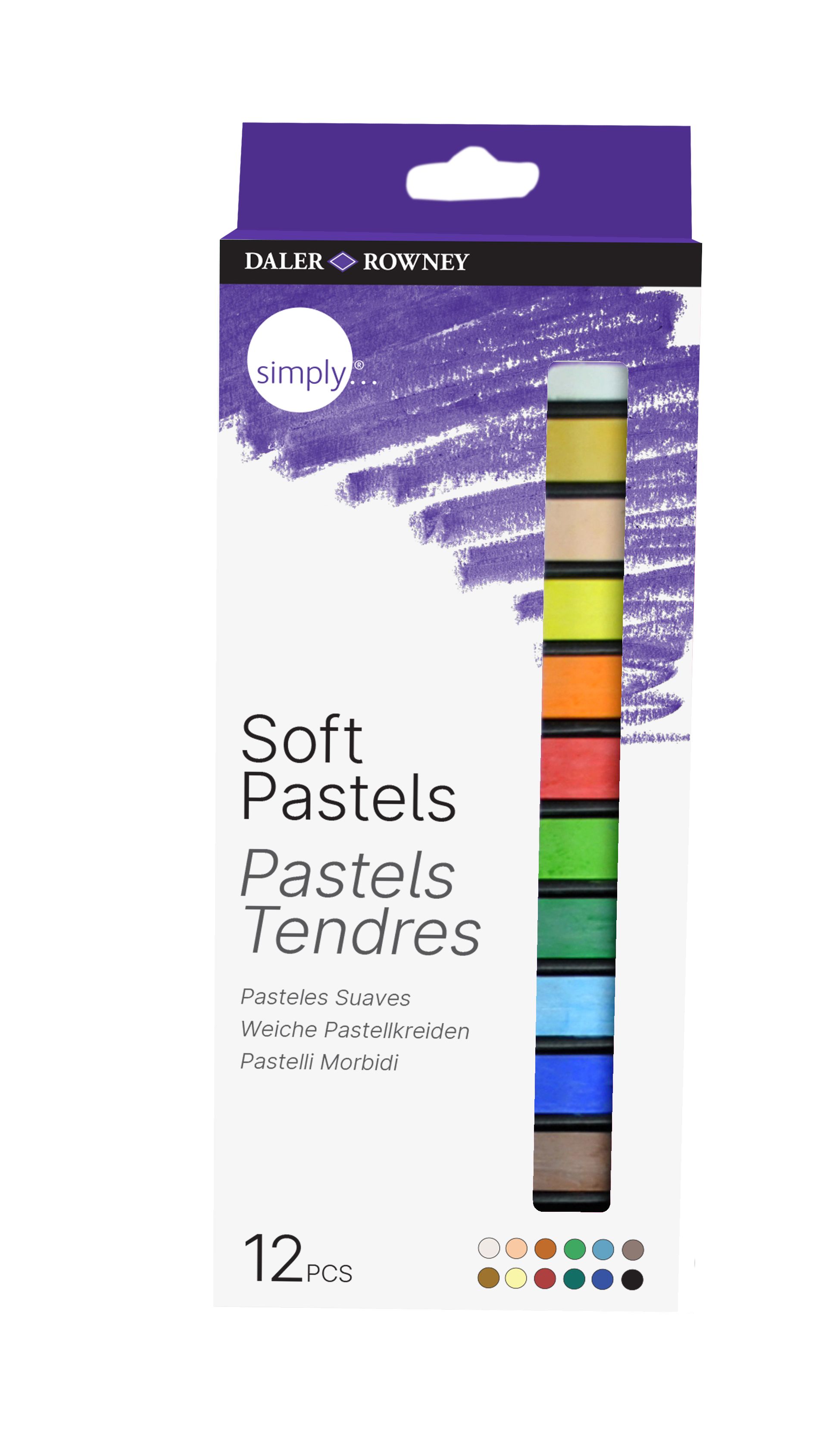 Daler Rowney Pack de 12 Pasteles Blandos - Para Amplia Variedad de Superficies - Facil de Usar - Col