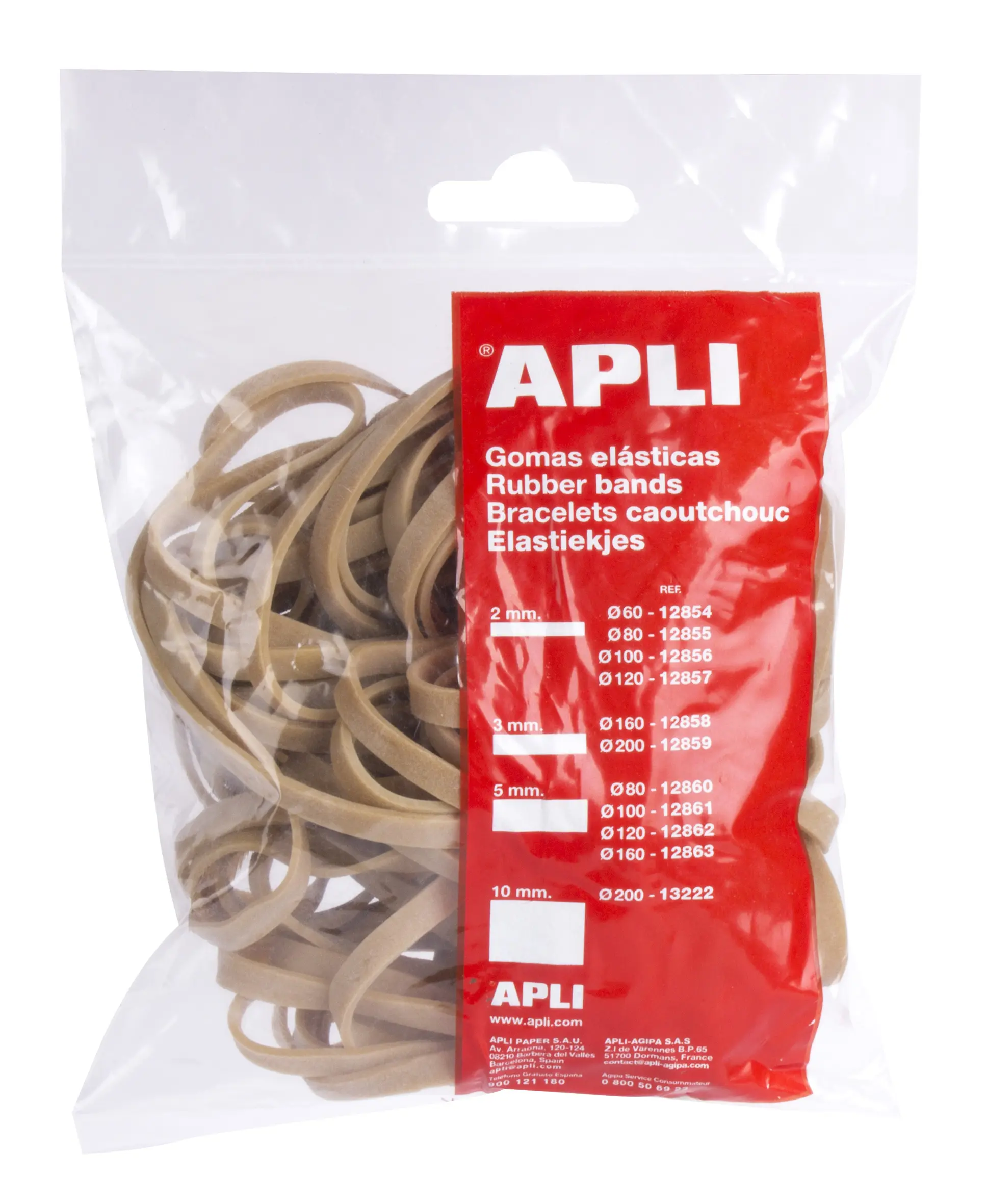 Apli Gomas Elasticas de Caucho Natural - � 160 x 5mm - Gran Elasticidad y Resistencia - Contenido 10