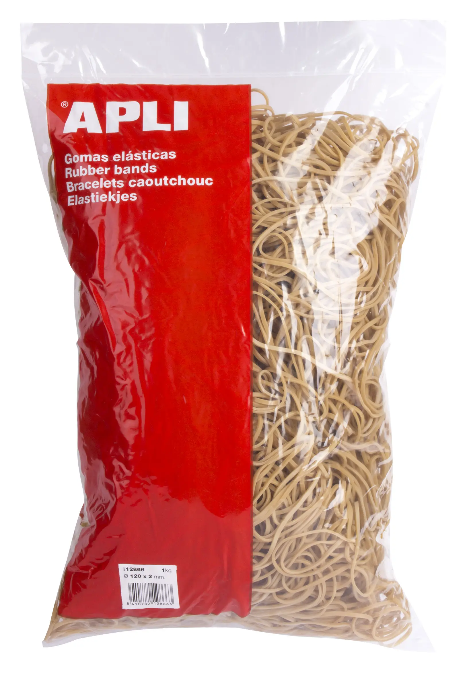 Apli Gomas Elasticas � 120 x 2mm - 1kg de Contenido - Gran Elasticidad y Resistencia - 70% de Caucho