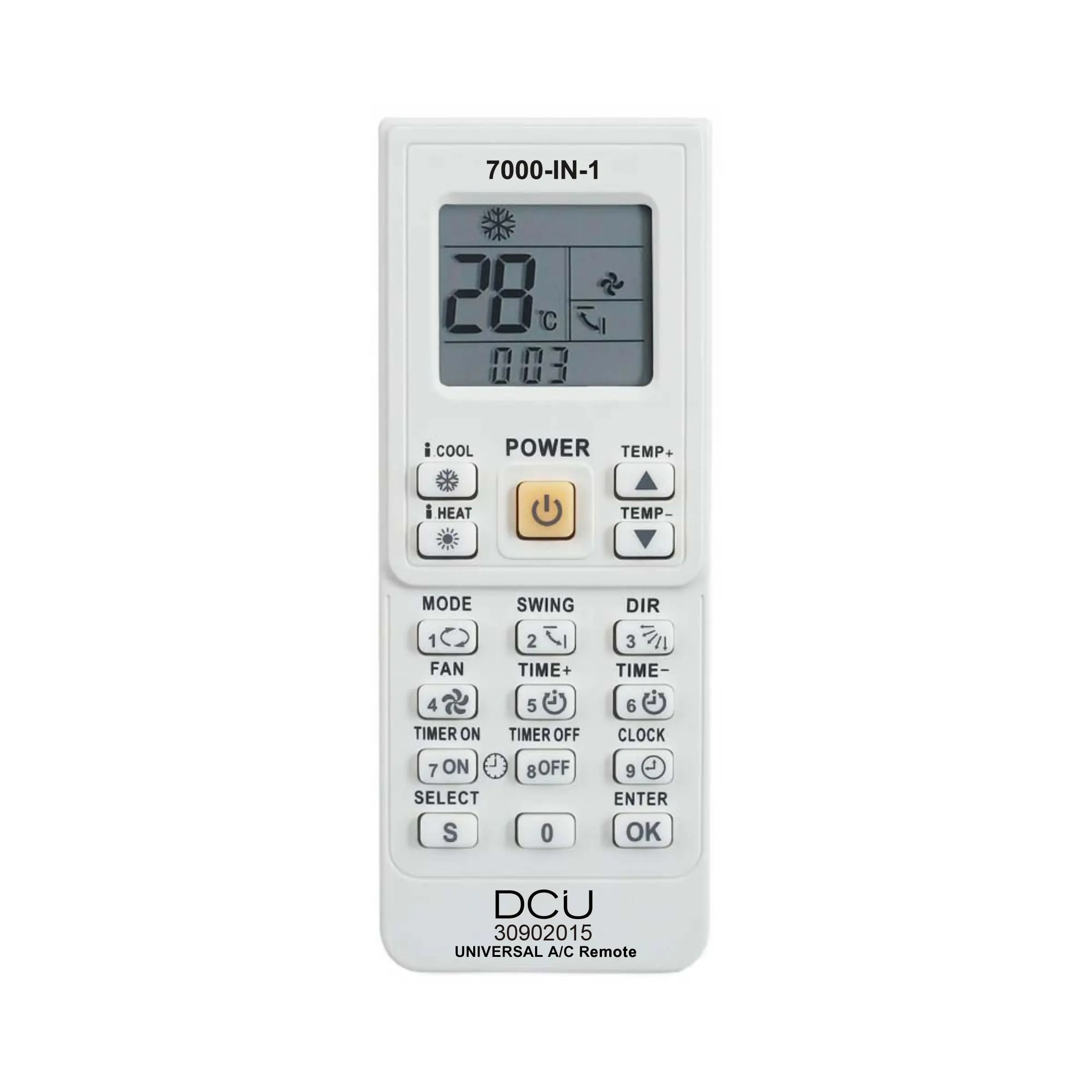 DCU Tecnologic Mando a Distancia Universal para Aire Acondicionado 7000 en 1 Nuevo - Color Blanco