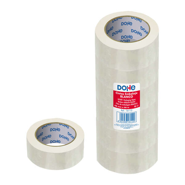 Dohe Cintas de Sellado de Embalajes - 6uds - Polipropileno Resistente - Potente Adhesivo - Color Bla