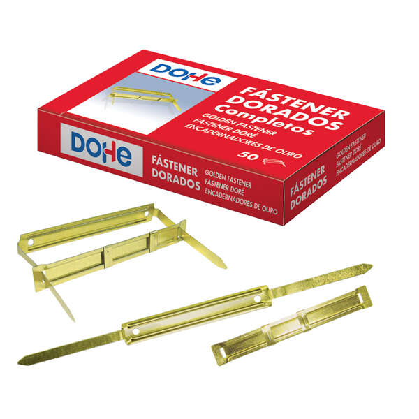 Dohe Fastener Metalico Dorado - para Encuadernaciones de 80mm - Leng�eta y Pasador - Caja de 50 Uds
