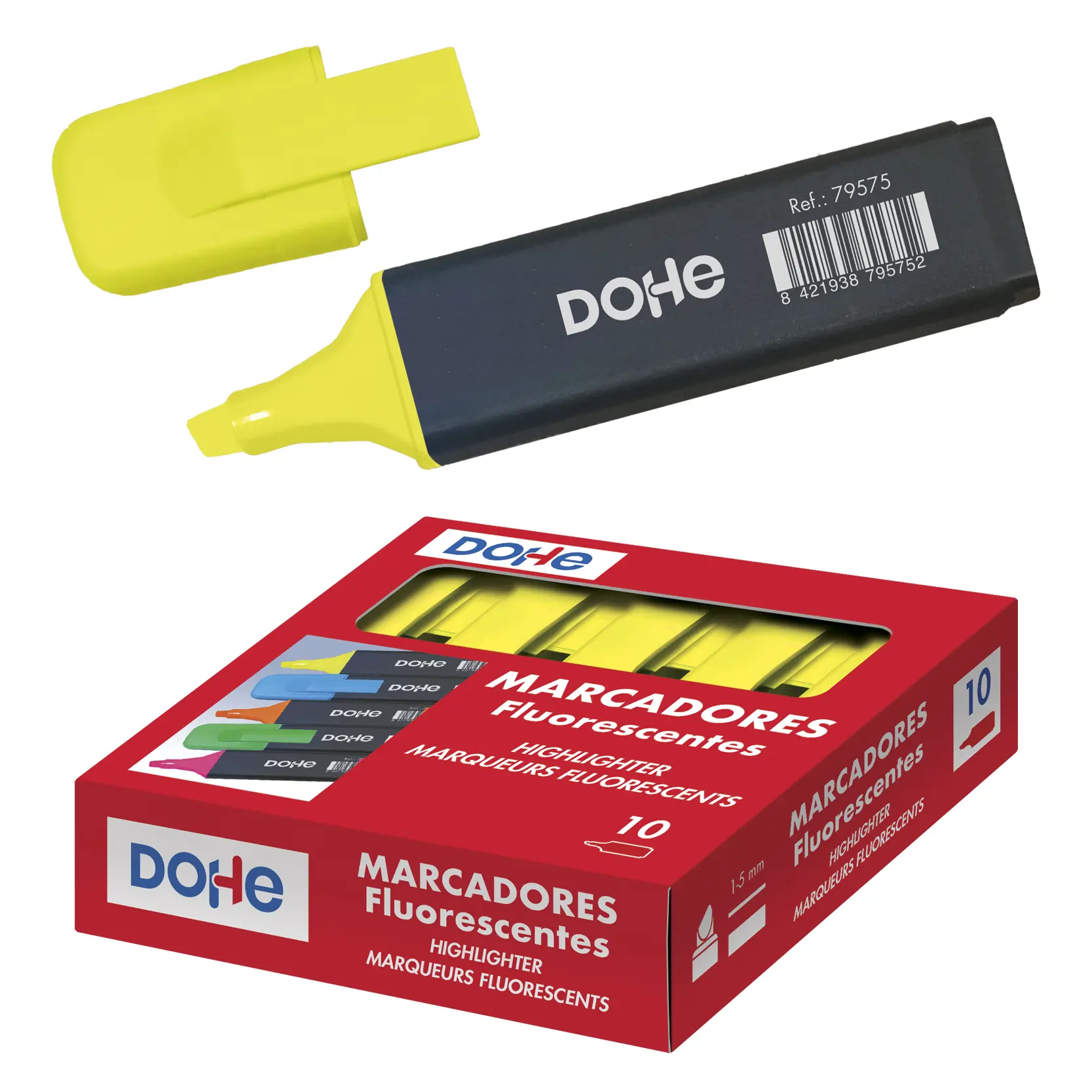 Dohe Marcadores Fluorescentes - Punta Biselada de 1-5mm - Clip en la Capucha - Apto para Todo Tipo d