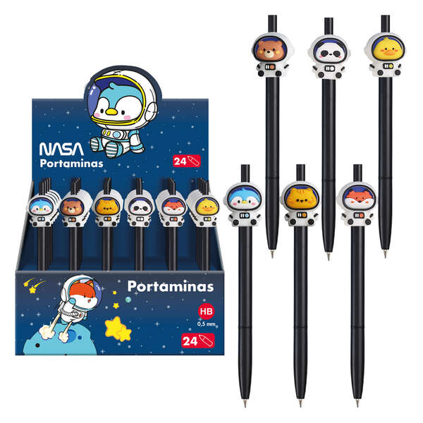 Dohe Expositor de 24 Portaminas Recargable - Cuerpo de Plastico - Mina de grafito de 0.5mm - Punta M