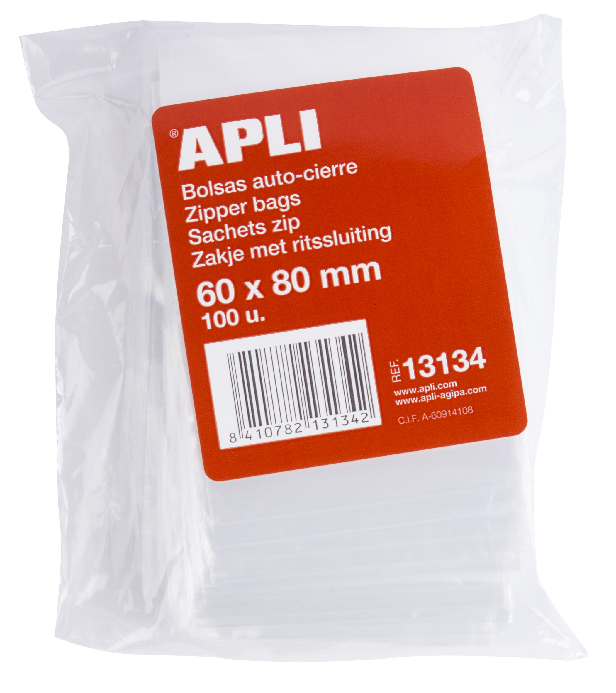 Apli Bolsas Zip Auto Cierre Transparentes 60x80mm - Material LDPE - Cierre Seguro y Facil Manipulaci