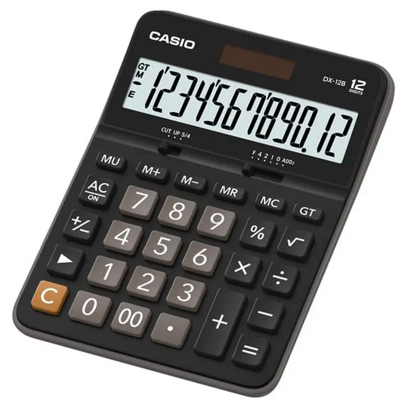 Casio DX-12B Calculadora de Escritorio - Pantalla Extragrande LCD de 12 Digitos - Solar y Pilas - Co