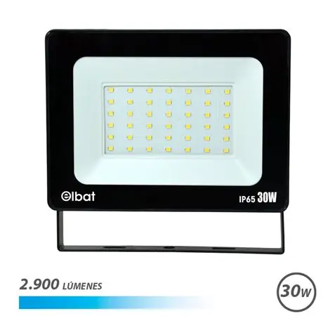 Elbat Foco LED de 30W - Potencia: 30W - Lumenes: 2900 - 6.500K Luz Fria - 30.000 - 50.000 Horas de V