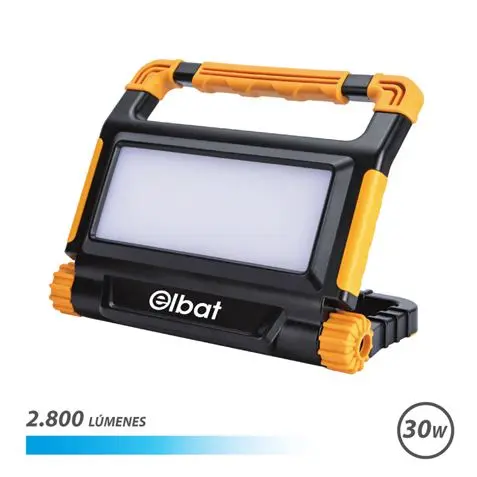 Elbat Foco Recargable 30W - Luz Fria, 6000K - 2800 Lumenes - Bateria 3.7V / 8000Mah - Recargable con