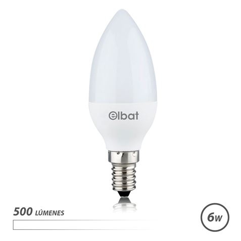 Elbat Bombilla LED - Potencia: 6W - Lumenes: 500 - Tipo de Luz: 4000K Luz Blanca - Casquillo: E14 - 