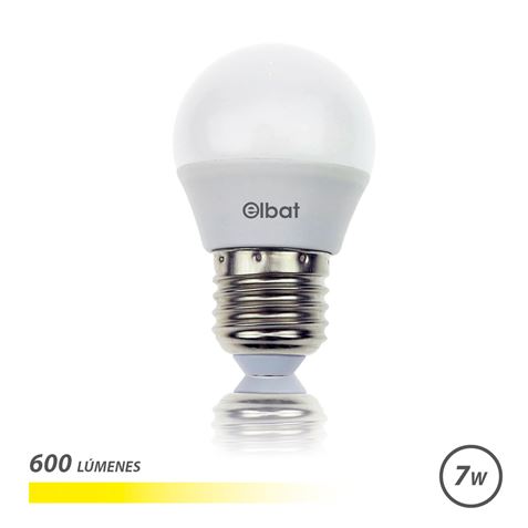Elbat Bombilla LED - Potencia: 7W - Lumenes: 600 - Tipo de Luz: 3000K Luz Calida - Casquillo: E27 - 