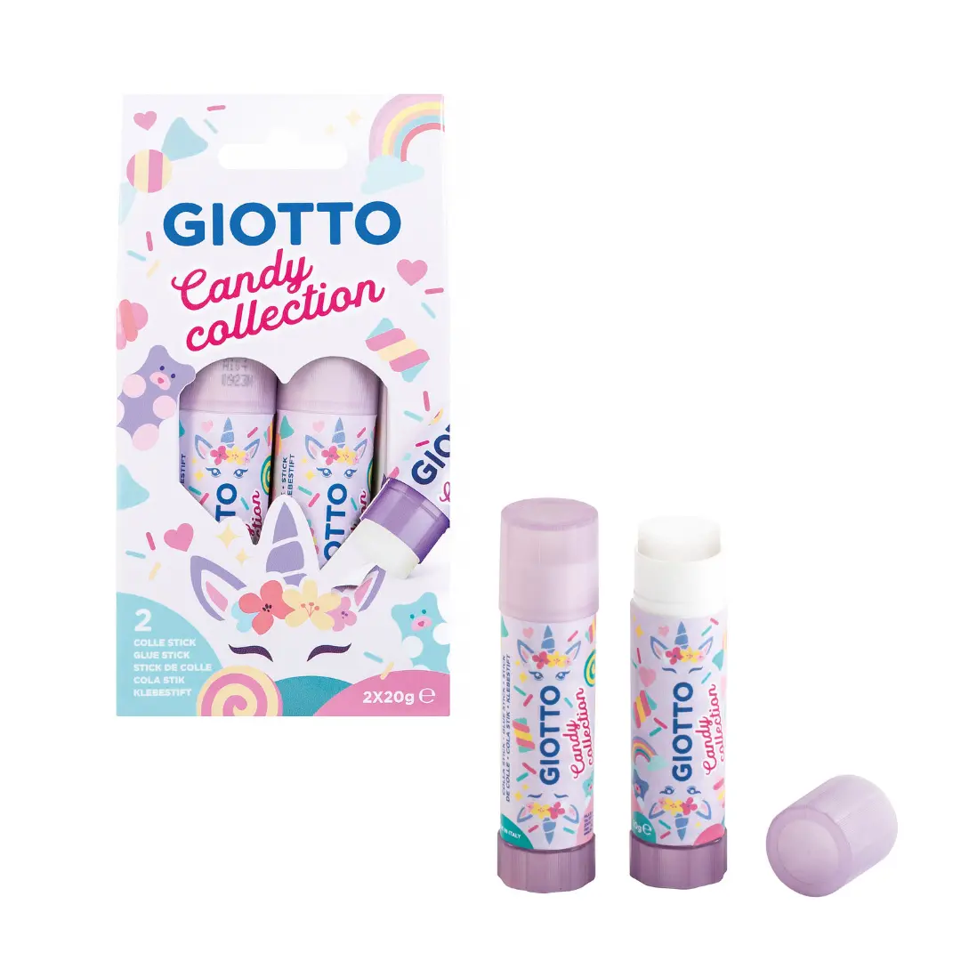 Giotto Candy Collection Pack de 2 Barras de Pegamento Mediano 20gr - Secado Rapido - Apto para Uso E