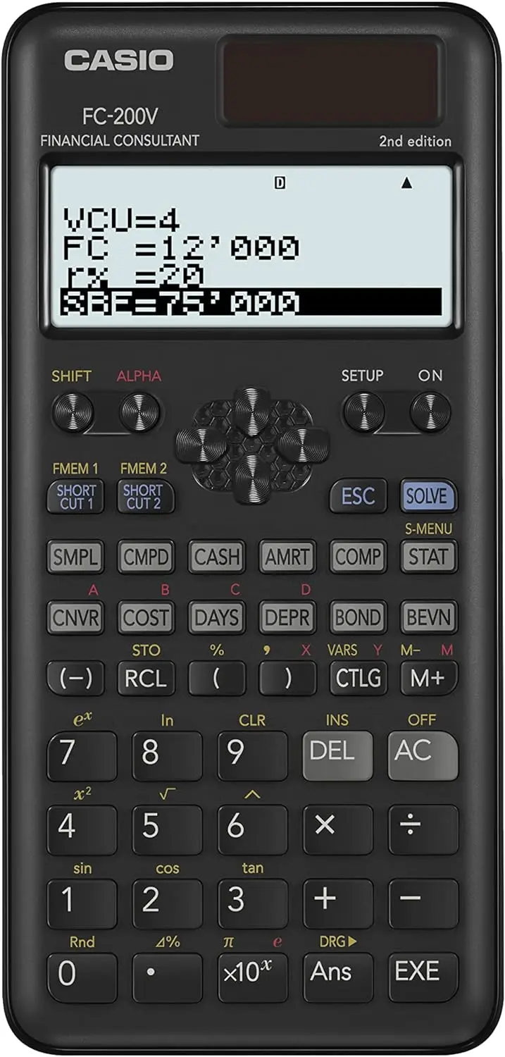 Casio FC200V Calculadora Financiera - Pantalla de 4 Lineas - Visualizacion de Varios Parametros al m