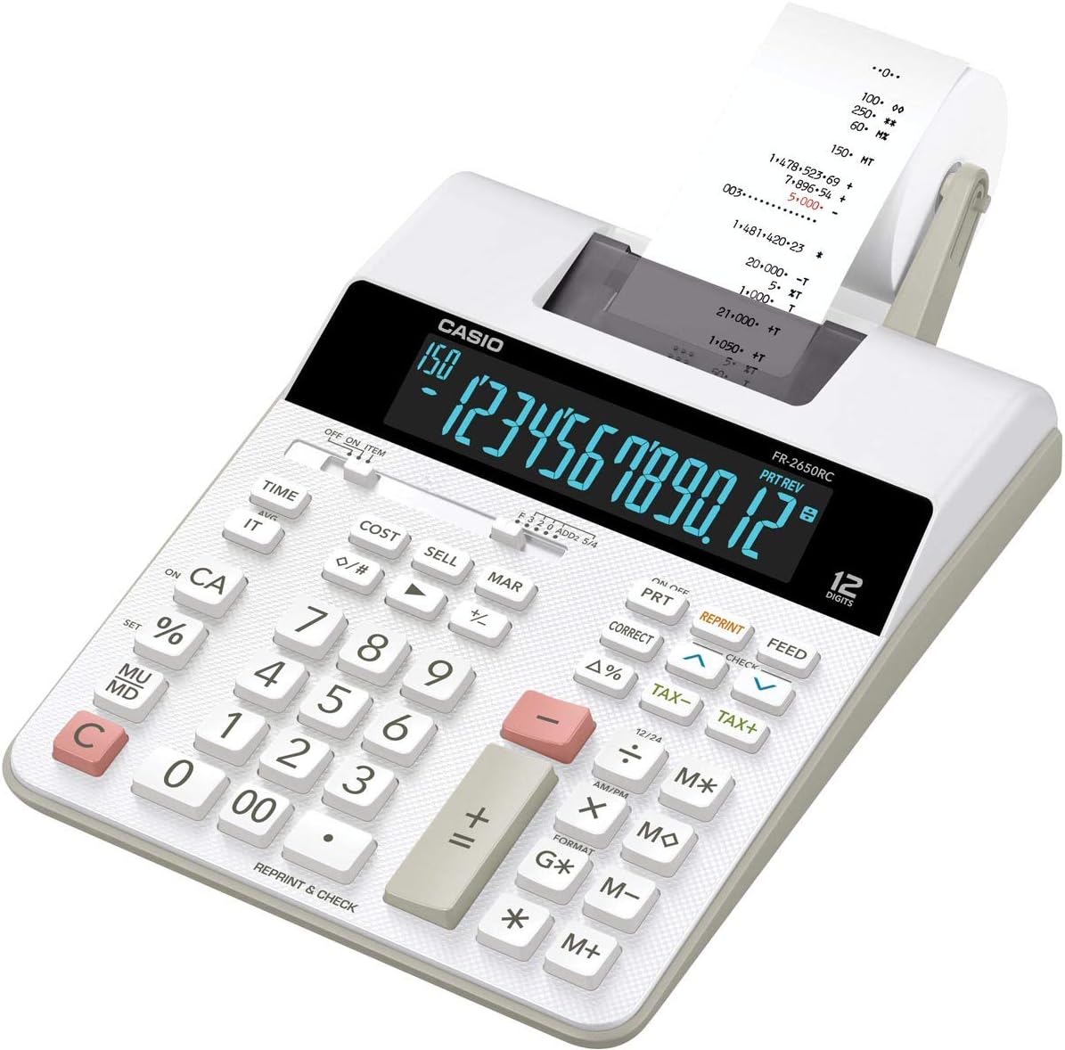 Casio FR-2650RC Calculadora Impresora de Sobremesa - Impresi�n en 2 colores - Pantalla de 12 Digitos