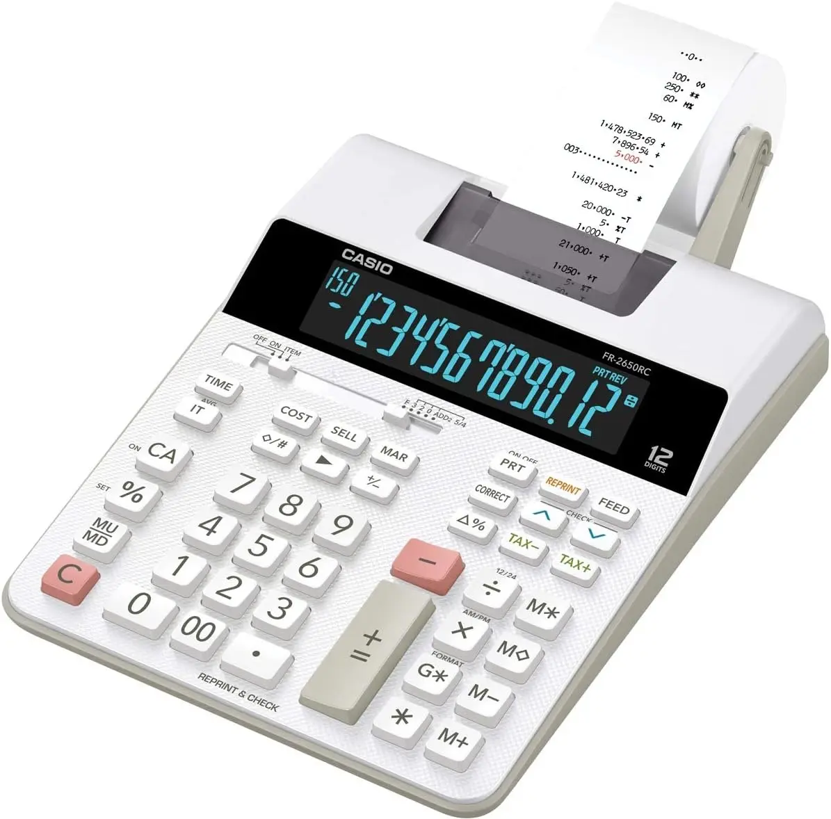 Casio FR-2650RC Calculadora Impresora de Sobremesa - Impresi�n en 2 colores - Pantalla de 12 Digitos
