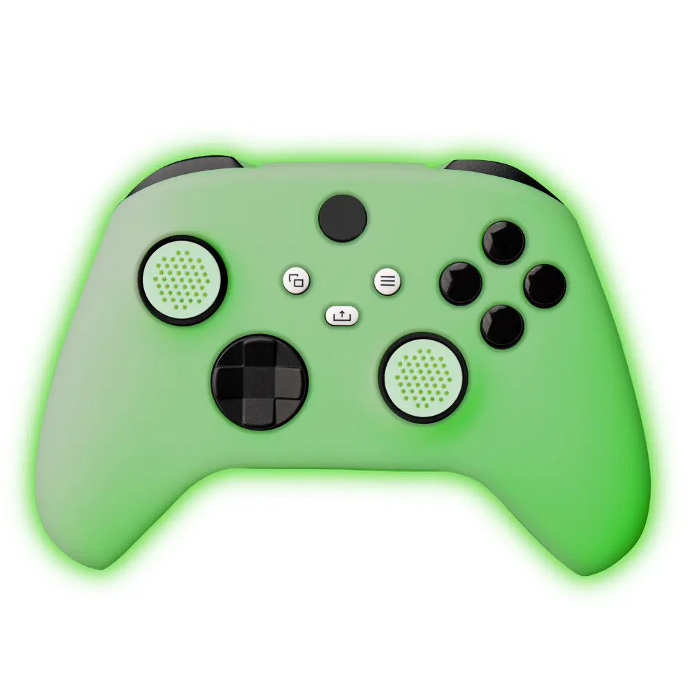 FR-TEC Funda de Silicona Xbox Glow in The Dark - Grips Incluidos - Brilla en La Oscuridad - Color Ve