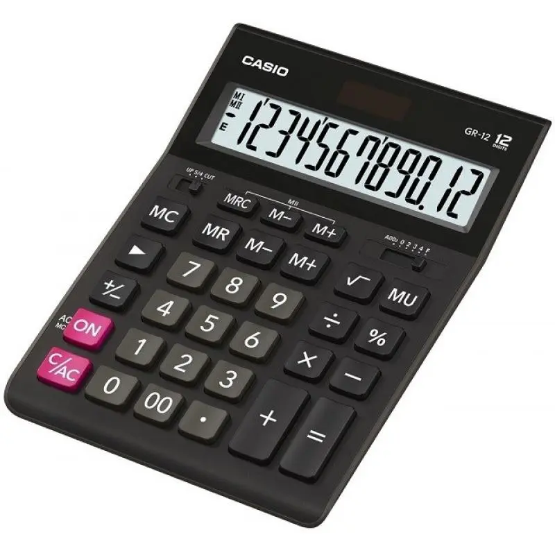Casio GR-12C Calculadora de Sobremesa - Pantalla LCD de 12 Digitos - Alimentacion Solar y Pilas - Co
