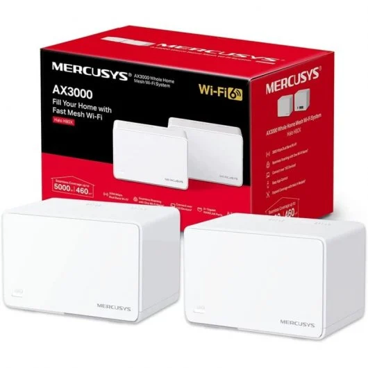 Mercusys H80X Sistema Wi-Fi 6 Mesh AX3000 Doble Banda - 2 Unidades Halo - Cobertura hasta 650 m� - 3