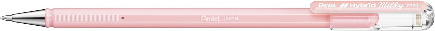 Pentel Hybrid Milky Boligrafo de Bola - Punta Fina 0.8mm - Trazo 0.4mm - Tinta de Gel Opaca - Color 
