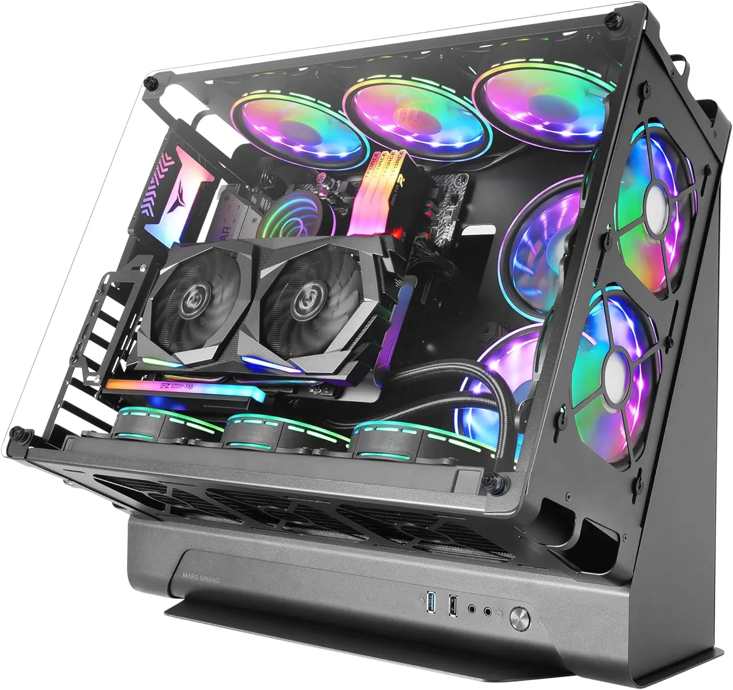 Mars Gaming MCB Custom PC Case - 475x293x443mm - Innovador Formato Custom - Capacidad XL - Estructur