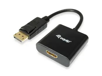 Equip Adaptador DisplayPort Macho a HDMI Hembra - Resolucion hasta 1080p - Longitud 15cm - Color Neg