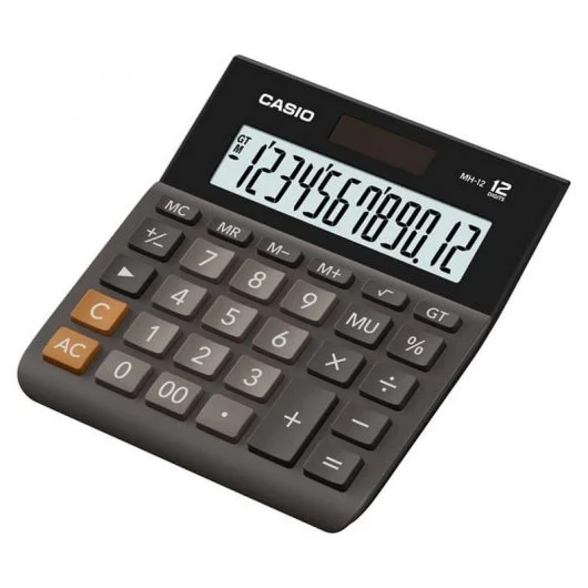 Casio MH-12 Calculadora de Sobremesa - Pantalla Extragrande LCD de 12 Digitos - Solar y Pilas - Colo