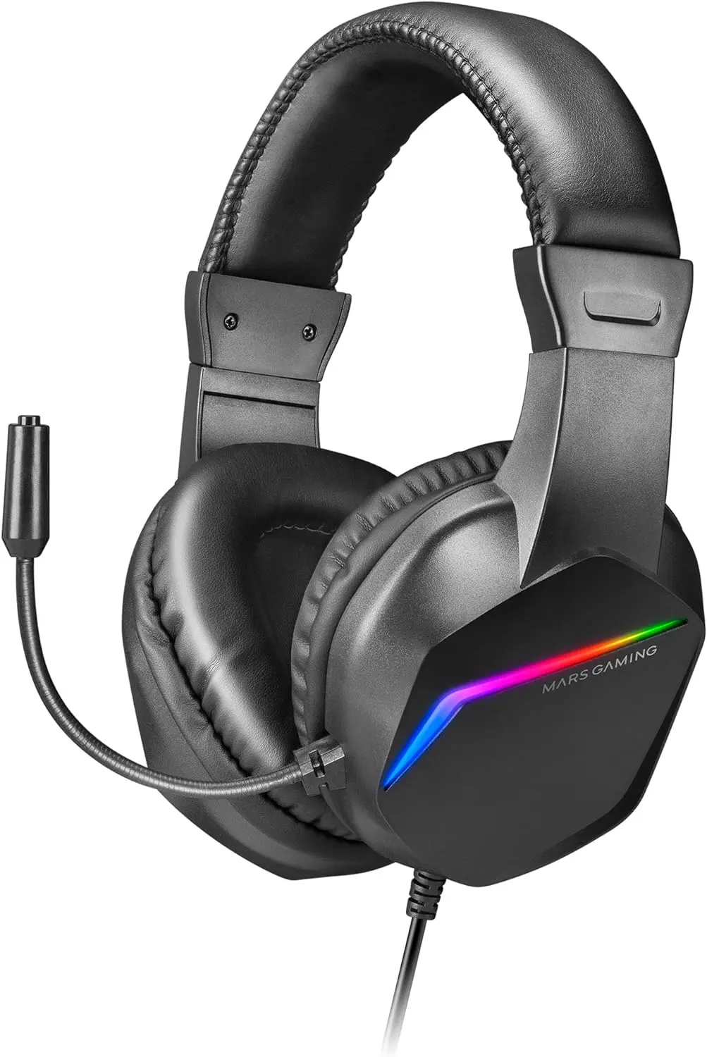 Mars Gaming Auriculares MH122 Ultraligeros con Iluminacion FRGB Rainbow - Sonido Hi-Fi Ultra-Bass Sp